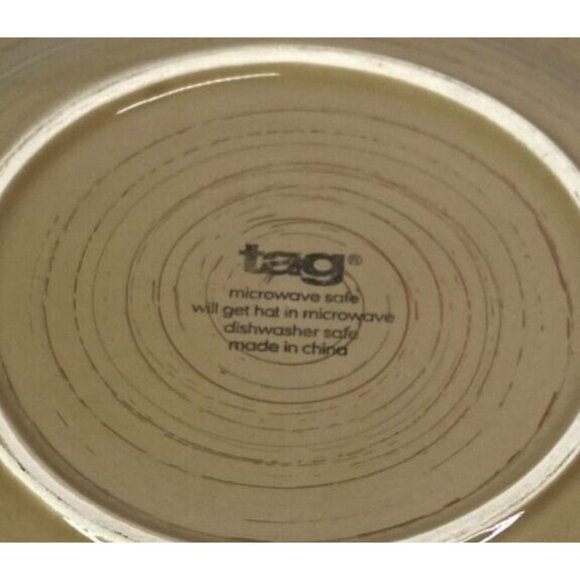Tag Ltd SONOMA TAN Swirl Rustic Brown Edge Ironstone 11" Dinner Plates Set of 3 - Picture 8 of 16